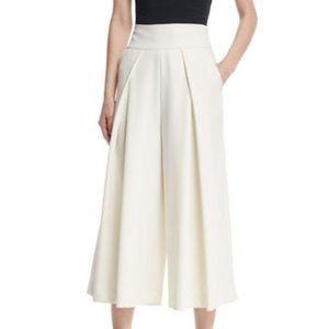 Milly Italian Cady Pleated Wide-Leg Culottes